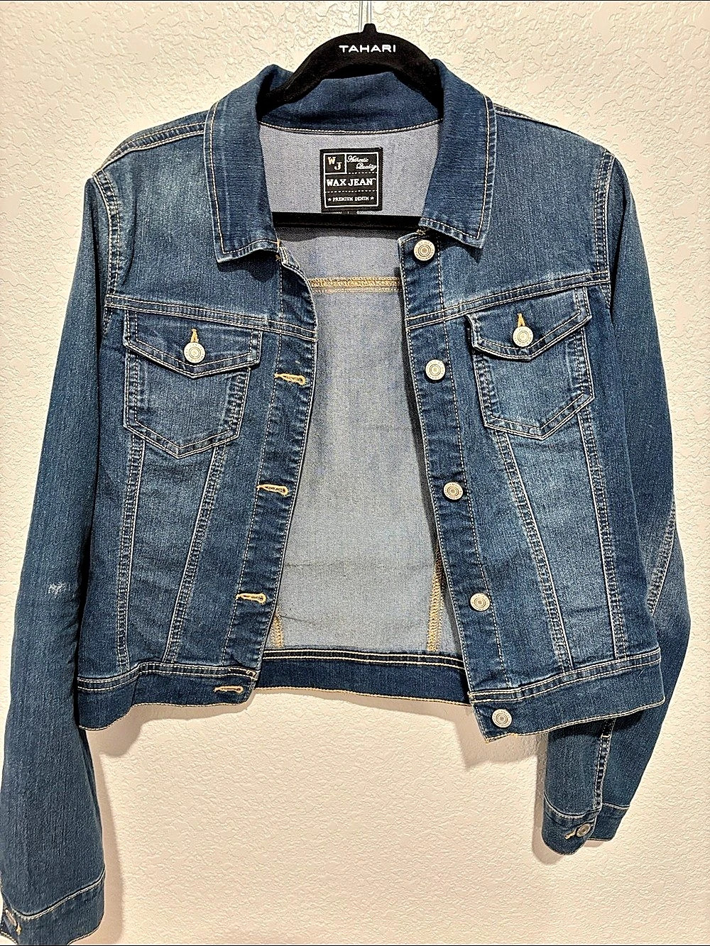 Tahari Wax Jean Denim Jacket Size Medium